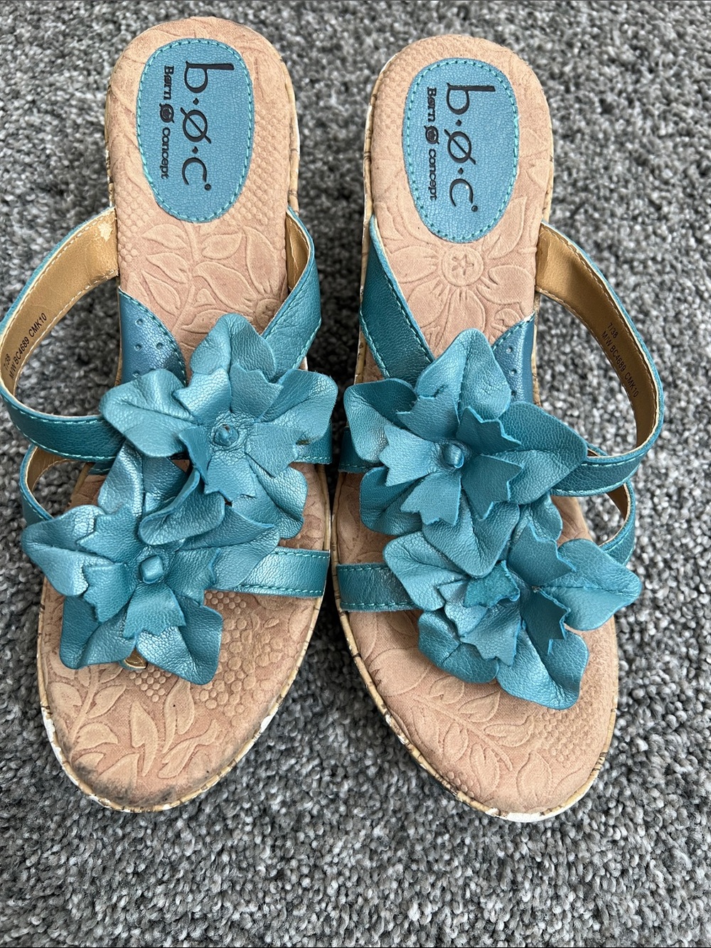 b.o.c. Teal Floral Slip-On Sandals for Women